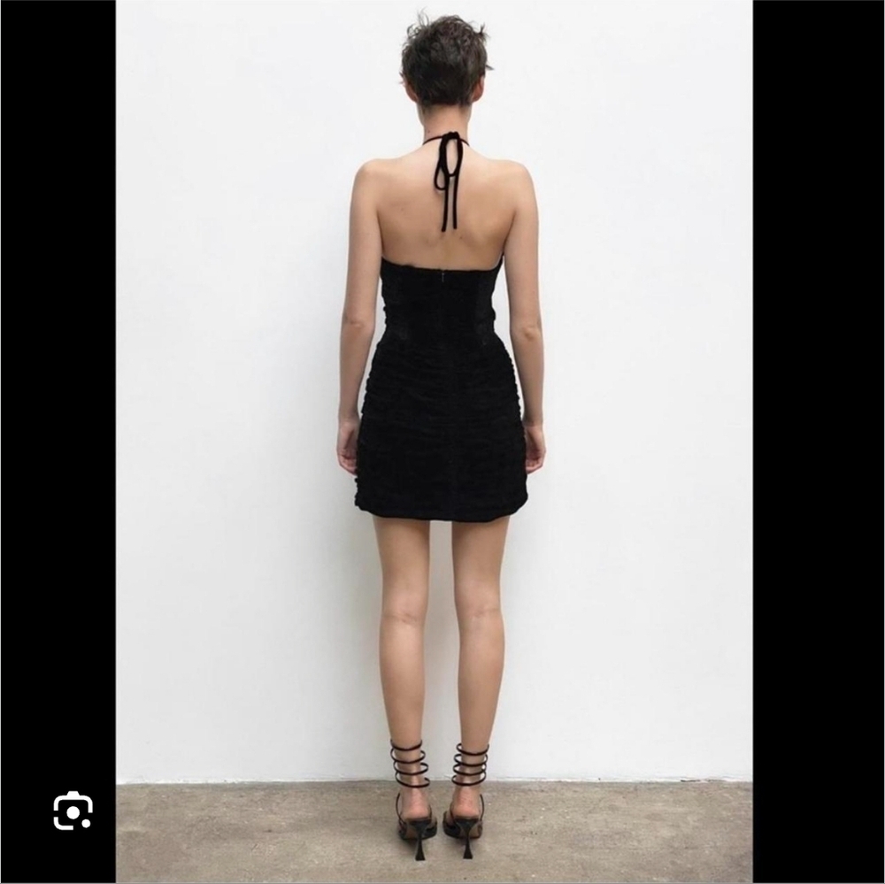 Zara Rouched Velvet Bodycon Mini Dress - Picture 8 of 9